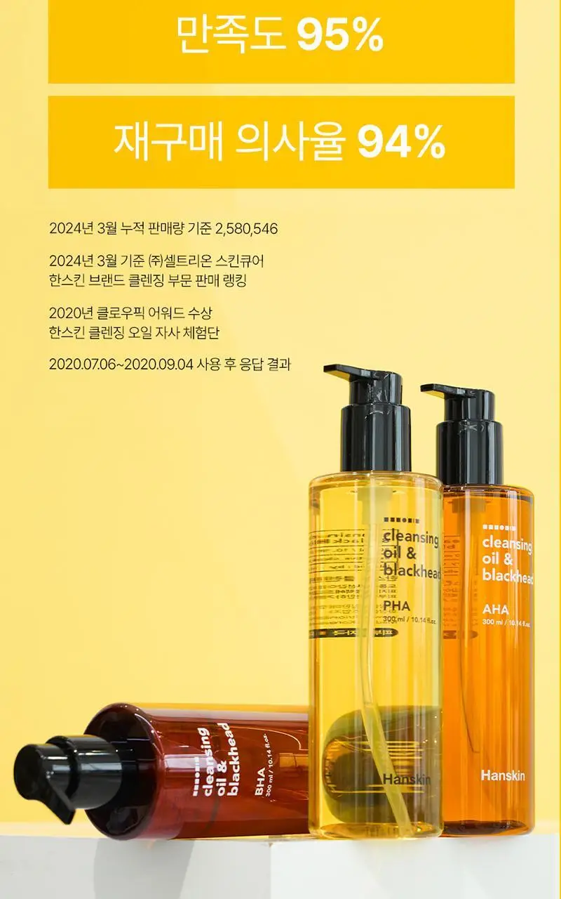[대용량/온라인단독] 한스킨 클렌징오일&블랙헤드 지성 BHA 400ml 상세페이지 33